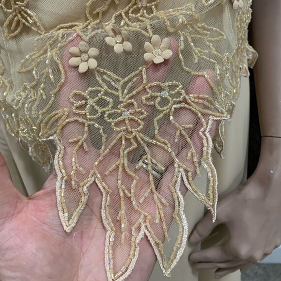 Vintage Style Embroidered & Crystal Beaded Evening Dress - Picture 11 of 14
